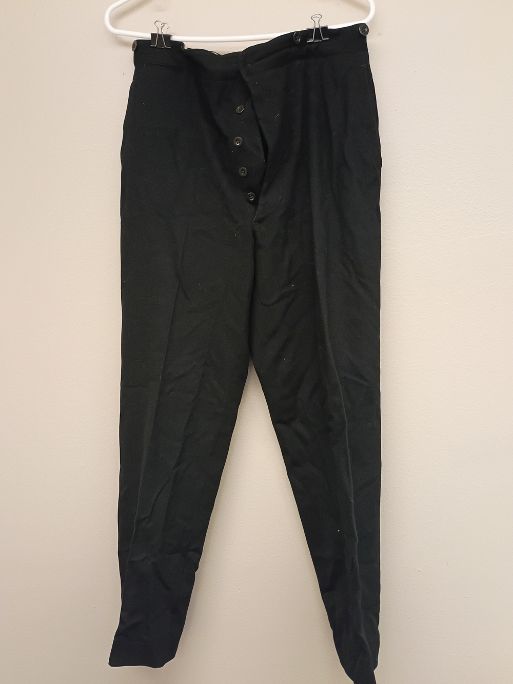 Men's Vintage Military wool Black Button-Fly Dress Pants